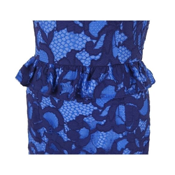 LILLY PULITZER Kiri Dress Blue Lace Peplum Lined Open Back Size 0 - Picture 8 of 12